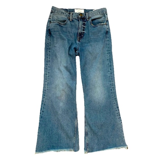 THE GREAT The Kick Bell Jean Cliff Wash Cropped Flare wide leg denim Sz 27 - Picture 4 of 14